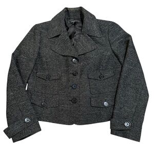 Nine West Women Size 12 Salt & Pepper Black White Tweed Lined Work Career Jacket